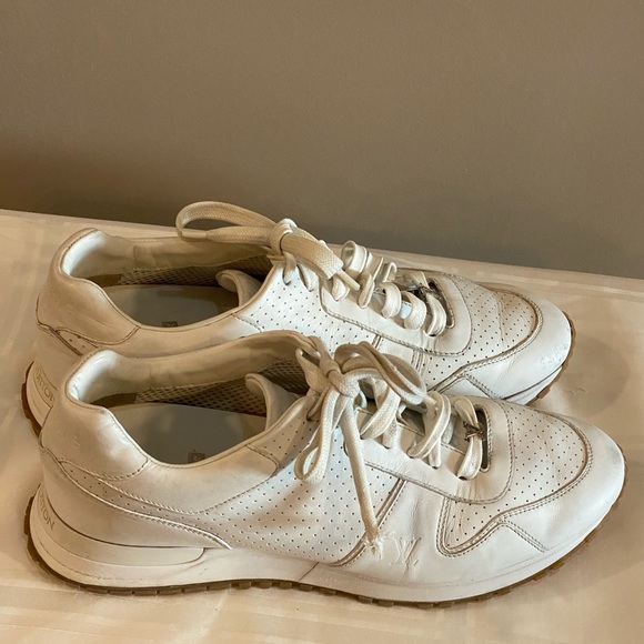 SOLD Louis Vuitton X Supreme white leather sneakers US Sz 8.5 preowned FLAWS - Picture 3 of 17